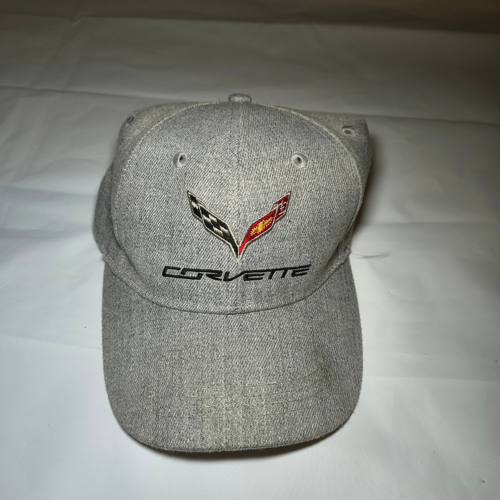 Corvette C7 Logo Hat Gray Open Road Brands Adjustable Baseball Cap Mens OSFM